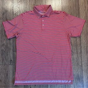 Draddy Sport Red White Striped Mens Polo Short Sleeve Golf XL EUC